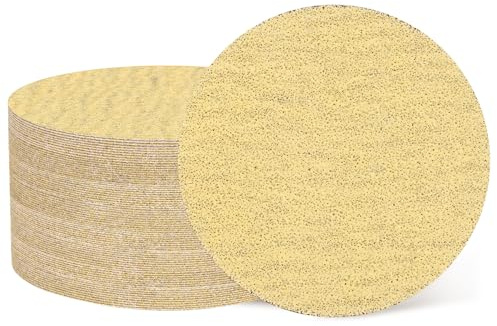 sourcing map 50 Pcs 3 Inch Sanding Discs 80 Grit Yellow Aluminum Oxide | Hook and Loop Sandpaper No-Hole Orbital Sander Sandpaper for Woodworking Automotive Metal Polishing