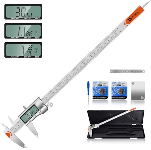 Calibro digitale da 300 mm, HARDELL Calipers Easy Switch pollici/MM/frazione, calibro digitale in acciaio inox, strumento di misurazione con spegnimento automatico, grande schermo LCD per fai da te