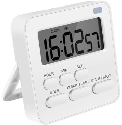 Kueohse KüChen Timer, Eier Uhr mit Uhr, Digital Timer Stopp Uhr mit Lautem LCD Alarm zum Kochen, Backen, Sport, Lernen Usw