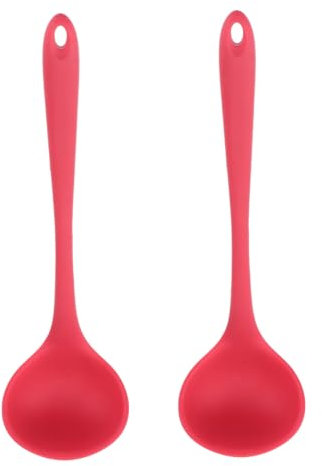 GRIRIW 2 pezzi Cucchiaio in Silicone Antiaderente con per e Fonduta Design Monopezzo Facile da Riporre Rosso