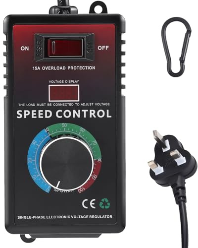 Speed Controller 240V Power Electronic Voltage Regulator AC 220V Motor Fan Speed Controller 15A Max 4000W, Temperature Speed Dimmer with LED Display for Angle Grinder/Blower/Electric Drill