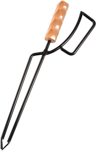 CZ-XING Charcoal Tong Duty Cast Iron Log Coal Tongs, Fire Tongs, Indoor Log Burner, Chiminea/Firepit/Pizza Oven Accessory Tools Iron Charcoal Clamp for Wood Stove, Outdoor Fire Pit, Campfire