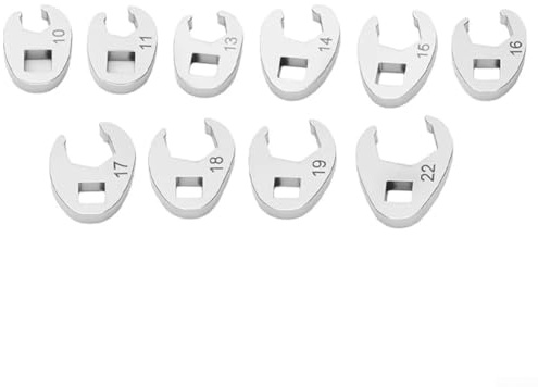 Lot de 10 clés à molette pour pied de biche - 10 clés plates de 22 mm pour clé dynamométrique, conçues pour desserrer ou serrer les fixations dans les zones difficiles à atteindre