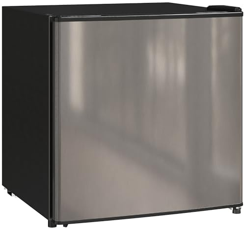 HOMCOM Mini Nevera Silenciosa 46 L Clase E Frigorífico Pequeño Nevera Pequeña con Temperatura Regulable y Puerta Reversible Bajo Nivel de Ruido y Consumo 48x44x49 cm Plata
