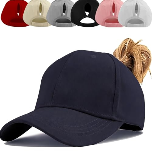 Baynetin Damen Pferdeschwanz Kappe Baseball Cap Unisex Einstellbare Hohe Unordentliche Bun Ponycap Mit Zöpfen Loch Loop Unisex Herren