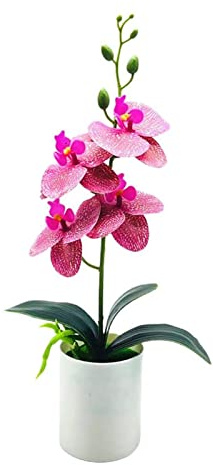 SLCHJX Künstliche Bäume im Topf, künstliche Orchideenblume, künstliche Pflanze, ausgezeichneter UV-beständiger künstlicher Bonsai, für draußen und drinnen, für Balkon, künstliche Kiefer, D