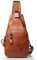 Leathario Herren Brusttasche Leder Sling Bag Crossbody Bag Brustbeutel Schulterrucksack Sling-Rucksack für Freizeit Outdoorsport Reisen Wandern Schule Braun