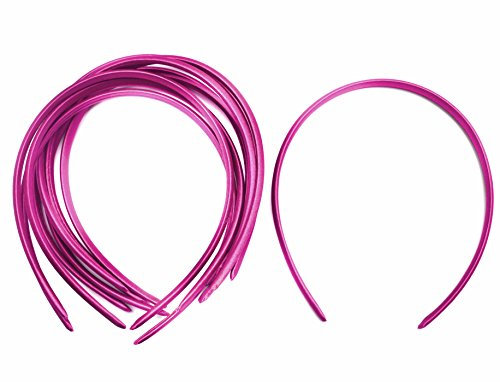 10 x Plain Headbands School Girls Small Hair Accessories Uniform Alice Band (Fuchsia)