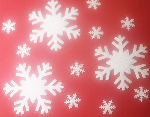 Schneeflocke Schnee weiß zum Aufbügeln Hotfix Glitter Bling DIY 3 x 6 cm + 10 x 1.6 cm