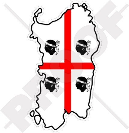 SARDINIEN Sardische Karte-Flagge ITALIEN Sardinien Italienisch 110mm Auto & Motorrad Aufkleber, Vinyl Stickers