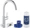 GROHE Blue Pure BauCurve - Einhand-Spültischbatterie mit Filterfunktion (Schwenkbereich 150°, Einlochmontage, C-Auslauf), chrom, 30385000