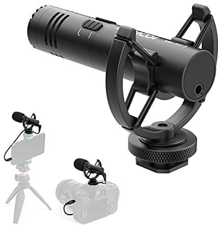 SYNCO Microfono-Direccional-Cámara-Externo-DSLR 3.5mm Mini Shotgun Video Micro Cardioide Preciso Low-Cut-Filter para Canon Nikon Sony Panasonic Smartphone DSLR Reflex Videocámara movil Mic-M2S