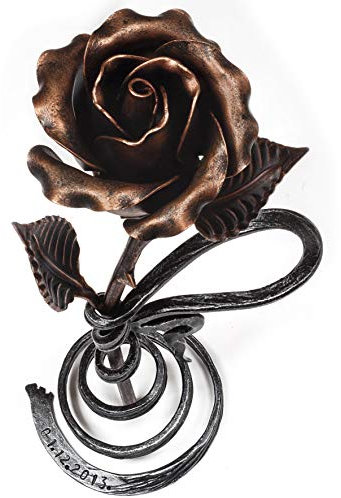 Personalized 7th Anniversary Copper Gift for Her - Engraved Metal Rose for Wife 7 Year Weeding Anniversary for Him Couples, Everlasting Flower 22 Year Handcrafted Artwork