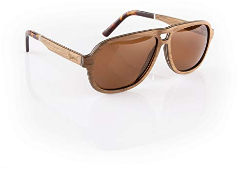 iWood Sonnenbrille aus Holz/Echtholz/Echtholzbrille/Holzbrille - Modell 09 braune Eiche - für Damen und Herren - UV400 mit Polarisationsfilter (polarisiert) - Brillenmanufaktur aus Deutschland