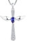 YL Kreuz Engelsflügel Halskette 925 Sterling Silber December Geburtsstein Tanzanite Zirkonia Schutzengel Anhänger Halskette für Damen