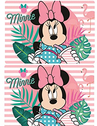 2 Stück Minnie Maus Tischunterlage Platzdeckchen Malunterlage Knetunterlage Eßunterlage (Rosa Set 2)