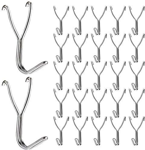 MOROBOR Stecktafel-Haken, 50 Stück, 20 mm, Edelstahl-Haken für Küche, Garage, Aufbewahrung, Zubehör, Werkbank-Werkzeuge, Bastelbedarf