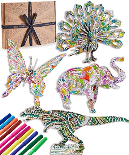 Jaques of London | Colour in 3D Puzzle | 3D Colouring Puzzle Set for Kids | Jigsaw Puzzles for Kids | Puzzles for 4 Year Olds | 3D Puzzle for Kids | Since 1795