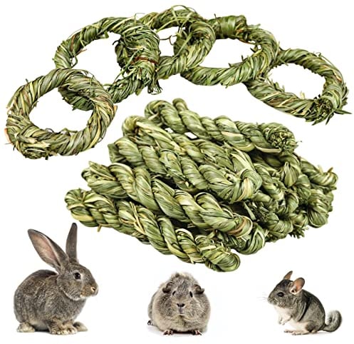 Episkey Kauspielzeug für Kaninchen, natürliches Timothy-Ring, Hasen, Backenzägel, Gras, Spielzeug für kleine Tiere, Langeweile, Kauspielzeug für Kaninchen, Hamster, Chinchilla, 20 Stück