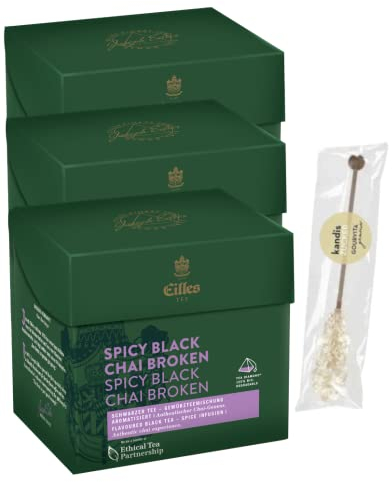 3er-Set TEA DIAMONDS Spicy Black Chai Broken von Eilles mit Gourvita Moments Kandisstick