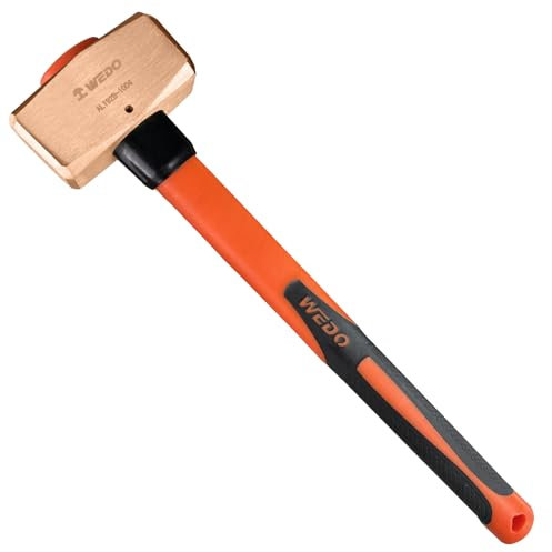 WEDO Martello da slitta senza scintille con manico in fibra di vetro, martello demolitore di sicurezza senza scintille, rame al berillio, tipo tedesco,BAM e FM, testa 5 kg, lunghezza 89,9 cm
