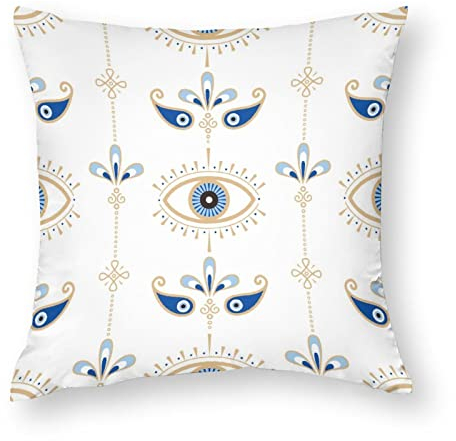 NIBABAEU Kissenbezug, türkisches Blau, böser Blick, dekorativer Kissenbezug, 30,5 x 30,5 cm, weiches Polyester, quadratisch, für Wohnzimmer, Sofa, Couch, Bett, 1 Stück