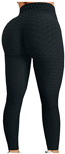 YEBIRAL Tik Tok Leggings Damen Honeycomb Scrunch Butt Bubble Leggings Sexy Booty Push Up Leggins Sporthose Anti Cellulite High Taille Sport Fitness Hose Sportleggings Yoga Pants (B- Schwarz, M)
