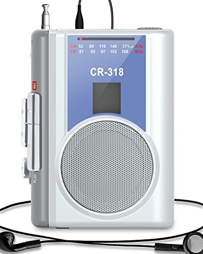 Gracioso Kassettenrekorder Spieler: AM FM Kompakter Vintage-Kassettenspieler mit großem Lautsprecher und Kopfhörerbuchse, mit Gleichstrom oder AA-Batterie betrieben