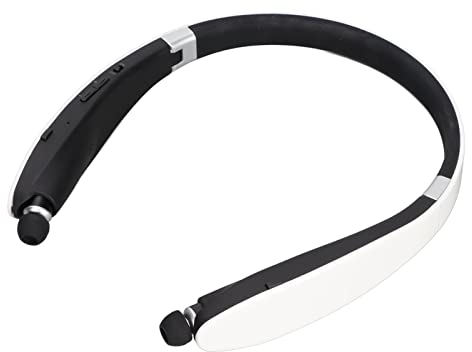 Annadue Kabellose Bluetooth Kopfhörer Nackenbügel Kopfhörer mit Einziehbaren Ohrstöpseln, Tragetasche Stereo Neckband Headset mit Geräuschunterdrückung für Training, Laufen, Fahren.(Weiß)