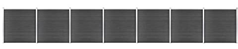 HOMIUSE Zaunelement Set WPC 1218x186 cm Schwarz Gartenzaun Sichtschutz Zaun Sichtschutz Garten Sichtschutz Terrasse Zaunelement Langlebig und Beständig Gegen Fäulnis oder Rost