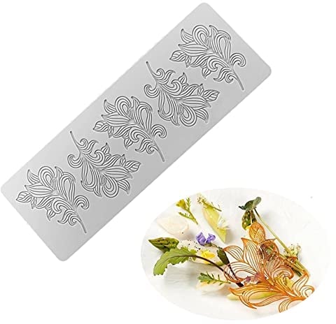 Moule en dentelle 3D en forme de feuille creuse pour fondant et dentelle - Moule à bonbons pour chocolat et sucre - Décoration de gâteau - Dessus de cupcake (feuille _ 30,3 x 10,7 x 0,3 cm)