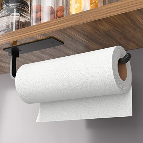Porte-Rouleau de Cuisine Noir sans perçage - Support de Rouleau à gâteau - Auto-adhésif Pratique - sous l'armoire pour Cuisine