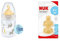 NUK First Choice+ Baby Bottle, 0-6 Months, Temperature Control, (Beige), 1 Count (Pack of 1), 150 ml & First Choice+ Baby Bottle Teat, 6-18 Months, Latex with Large Feed Hole, Anti-Colic, 2 Count