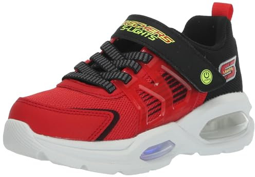 Skechers Ragazzi, Sneaker, Red Synthetic Textile Black Yellow Trim, 36 EU