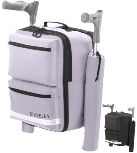 Staveley Mobility Scooter Crutch Bag | XL Expandable Shopping Bag for Electric Mobility Scooter Wheelchair & Boot Scooters | 2 Crutch Holders Bag for Mobility Aid Mobility Scooter Accessories Purple