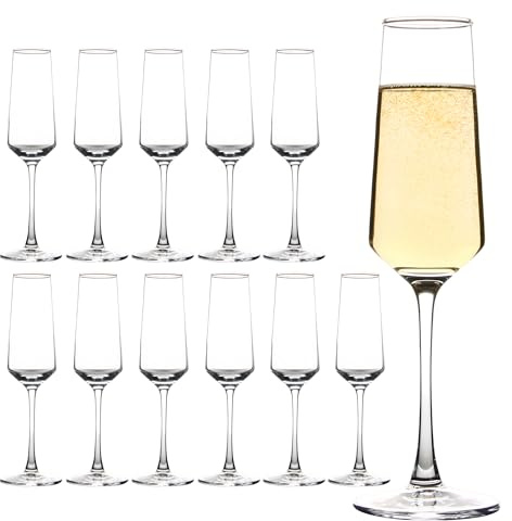 CZUMJJ Champagne Glasses Set of 12, 7.5 oz Modern Sparkling Wine Glasses