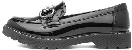 Lilley Amy Womens Black Patent Loafer Shoe - Size 6 UK - Black