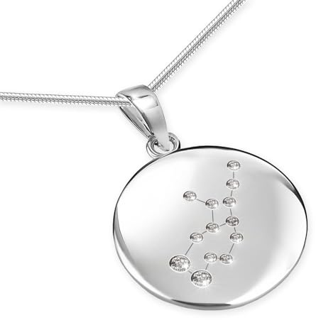 LILLY MARIE Silberne Halskette Mit Jungfrau Sternzeichen Anhänger Und Zirkonia Steinen