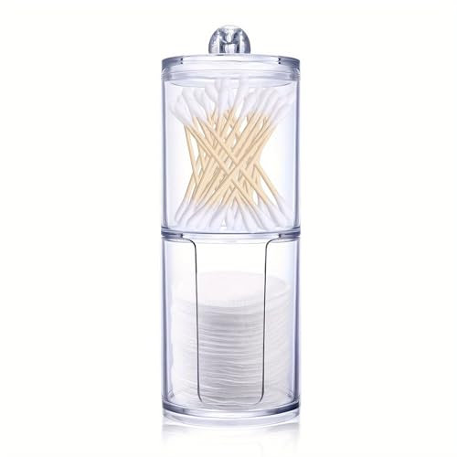 XINCHENG 2 en 1 Distributeur de Coton, Boite Coton Tige, Boite Salle de Bain, Acrylique Rangement Coton Tige pour Cosmétiques, Boules de Coton, Tampons