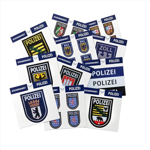 Patch Force - Sticker Polizei - Aufkleber der Bundespolizei - Für Kinder, Polizisten und Sammler zum Aufkleben auf Fahrrad, Schultüte, Auto, Trinkflasche, Klemmbrett
