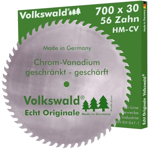 Volkswald ® Sägeblatt CV 700 x 30 mm Z= 56 geschränkt Tischkreissägen Wippkreissägen und Formatkreissägen fertig geschärft Brennholz CV Chrom - Vanadium, CS Chrom - Stahl KV