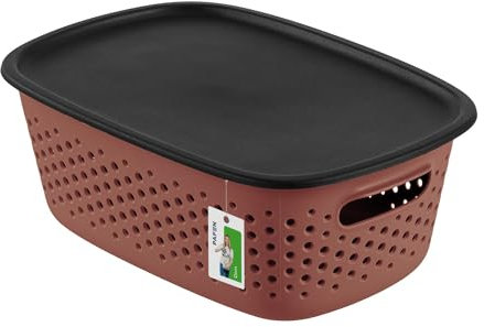 Aufbewahrungsbox 3,5l mit deckel - 28,5 x 19,5 x 10,5 cm - Aufbewahrungskorb Behälter aus Kunststoff BPA Free Körbe zur Aufbewahrung Aufbewahrungsbox Luftzirkulationssystem Stapelbox Kiste Farbe Dust