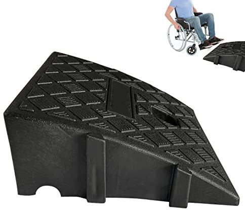 Curb Ramp, Door Step Ramp 7cm High Mobility Scooter Ramps, Heavy Duty Mobility Threshold Ramps, Portable Lightweight Heavy DutyPlastic Threshold Ramp, Wheelchairs, Skateboard, Disabled Chair, Black