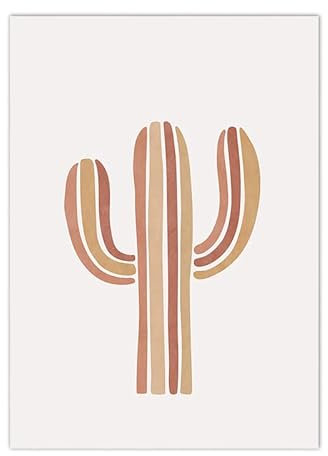 Poster Da Parete Cactus Marrone Quadri Moderni Soggiorno,Stampe Da Parete Su Tela,Casa,Soggiorno, Decorazioni Camera Da Letto Quadri Cucina 15X20Cm Con Cornice