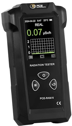 PCE-RAM 6 Radioactivity Meter for a range of 0.00 to 1000 µSv/h/Beta Radiation, Gamma and X-ray, Geiger Garbage Counter Tube/Temperature, Date and Time Display