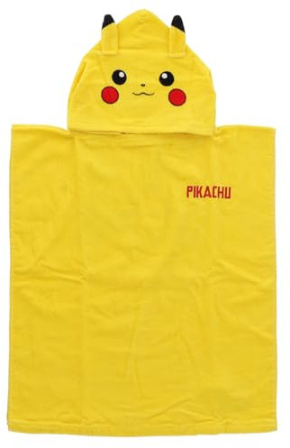 SAHINLER créateur d'univers Pokemon - Poncho Pikachu Pokémon Avec Capuche Pour Enfant - 100% Coton matière Serviette - Jaune