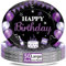 Lonfliness Lot de 50 grandes assiettes en carton ovales noires et violettes de 28 cm pour décoration de fête d'anniversaire - Plateau robuste pour homme et femme