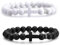ZORVUJI Set 2 Bracciali Rosario Cattolico, Bracciale con Perle e Croce Sacra, Gioielli Religiosi Artigianali per Uomo e Donna, Nero e Bianco