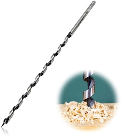 Elkuaie 1 PCS Spiral Wood Drill Bit, 6mm x 230mm, Silver, Hexagonal Handle, Suitable for Wood Cutting