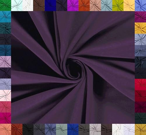 0,5m Baumwoll-Jersey uni 8% Elasthan Baumwollstoff elastisch Meterware Jersey-Stoff Oeko-Tex Kl 1, Farbe:aubergine